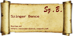 Szinger Bence névjegykártya